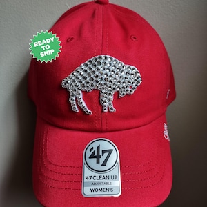 Bling Crystal Buffalo Bills Legacy Retro Red Adjustable Hat | NFL Football Bling Hat | Accented With Preciosa Maxima Crystals