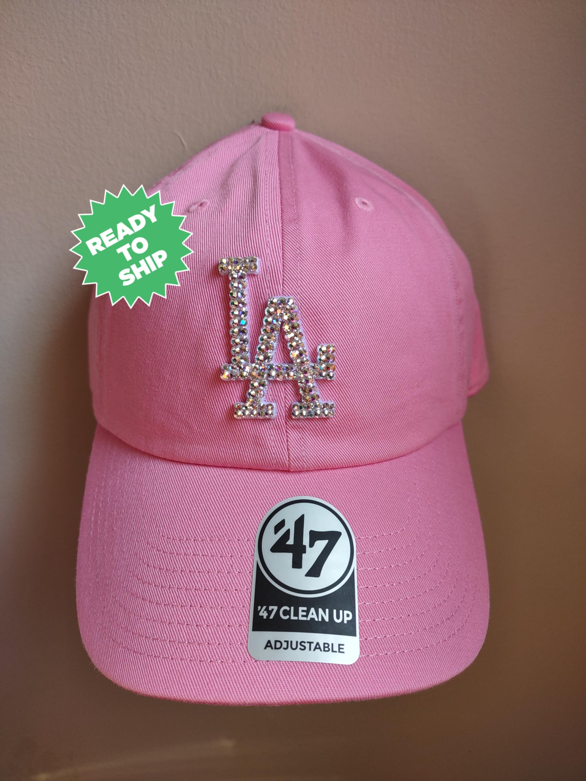 Bling Crystal LA Dodgers Pink & Iridescent Adjustable Hat  display picture 3