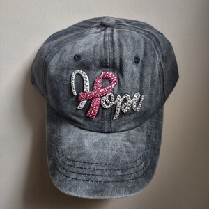 Crystal Hope Bling Hat | Breast Cancer Awareness Bling Hat | Pink Ribbon Bling Hat | Accented With Swarovski and Preciosa Maxima Crystals
