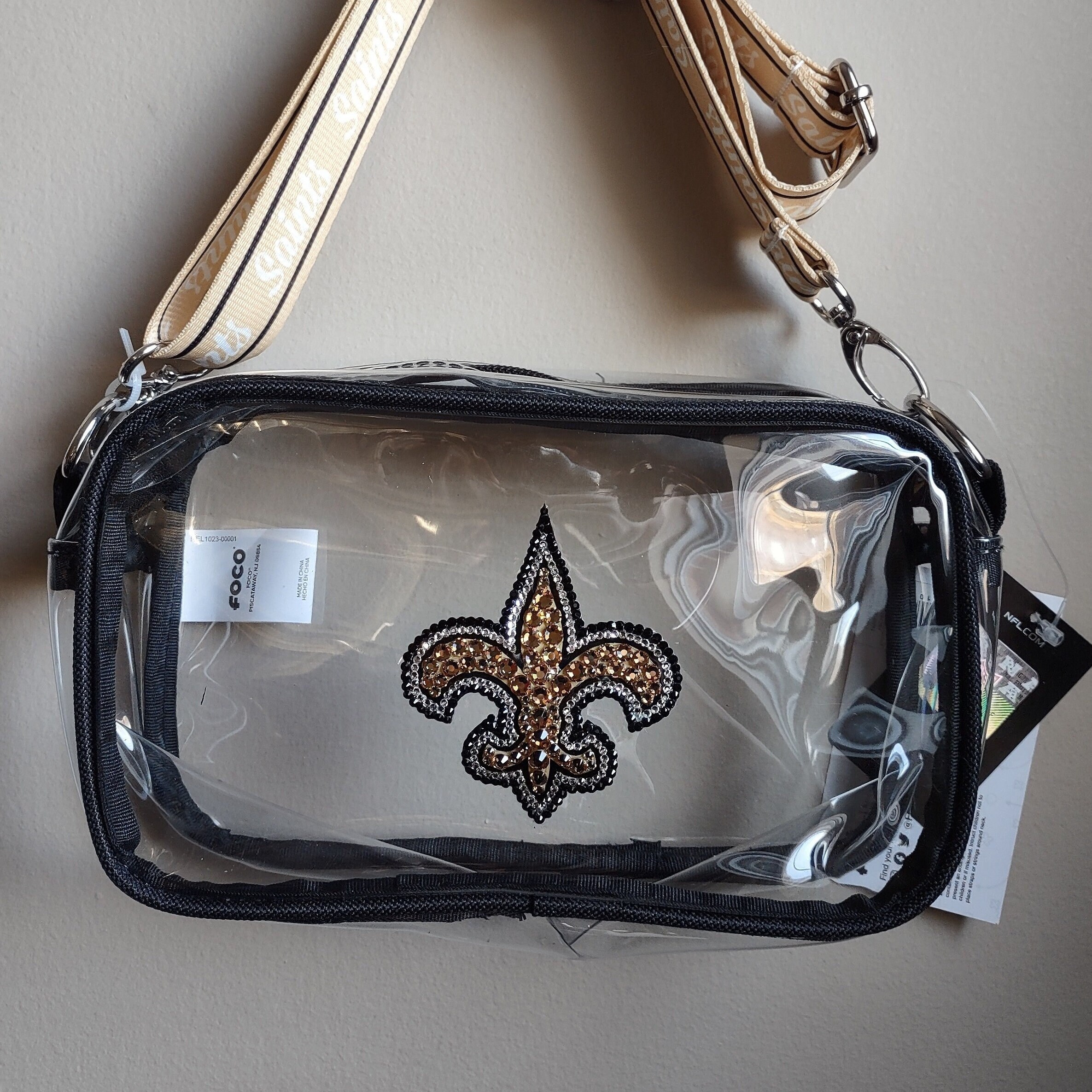 Bling Crystal New Orleans Saints Clear Crossbody Bag NFL Bling Bag Clear Stadium Approved Bag Accented With Preciosa Maxima Crystals Etsy