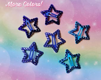 Bling Star Hair Snap Clip | Blue Hair Clips | Y2K Hair Accessories | Rhinestone Hair Barrette | Accented With Preciosa Maxima Crystals