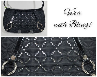 Bling Crystal Vera Bradley Carlyle Bag In Black Accented With Swarovski Crystals