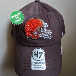 Bling Crystal Cleveland Browns Brown Adjustable Hat | NFL Football Bling Hat | Accented With Preciosa Maxima Crystals
