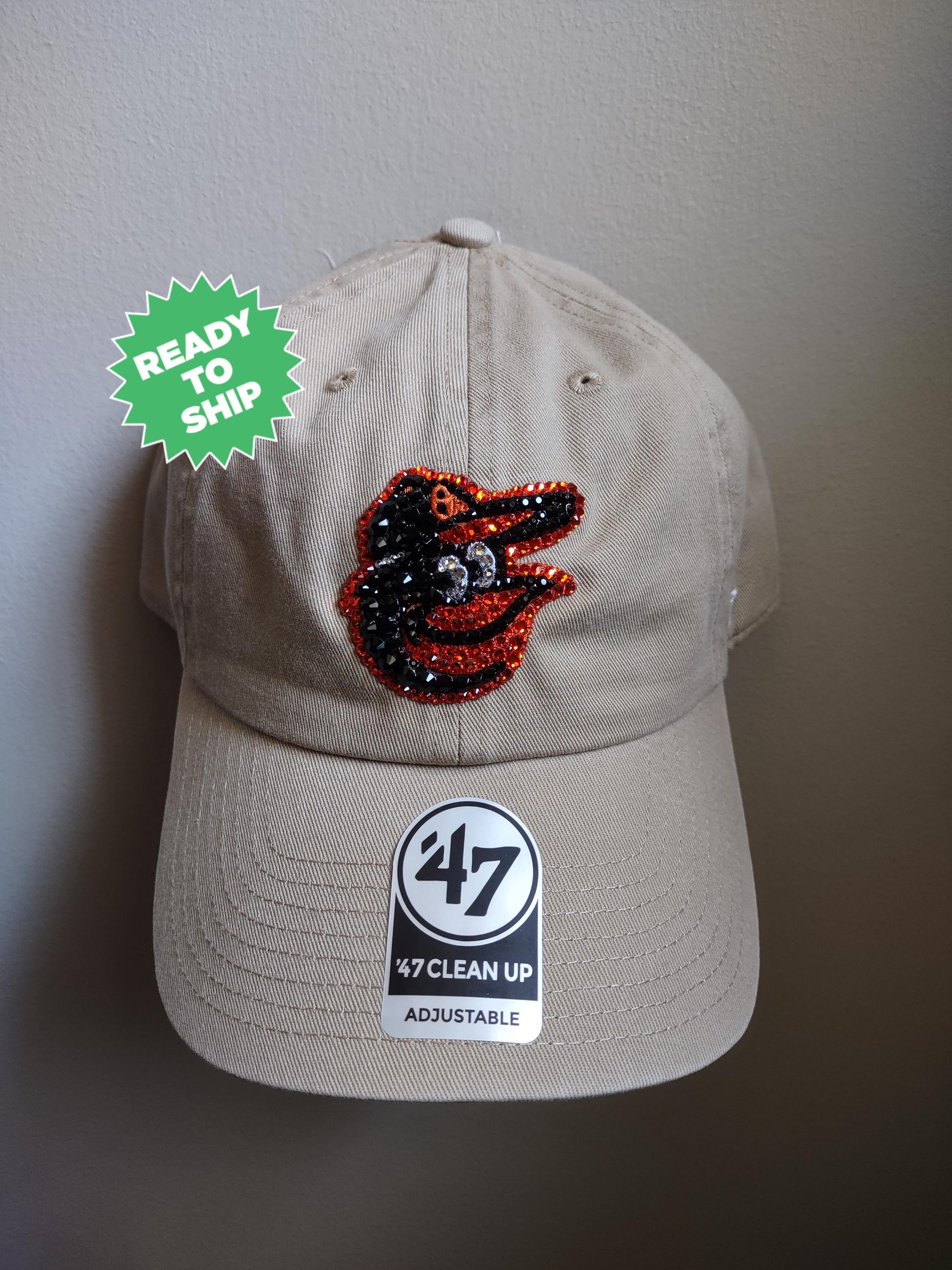 Orioles Baltimore Dazzle Sequin Bling Slouch Cap Bling Crystal Baltimore Orioles Black Adjustable Hat | MLB  main image 2