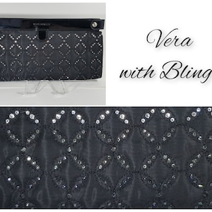 Bling Crystal Vera Bradley Midnight Clutch In Black Accented With Swarovski Crystals