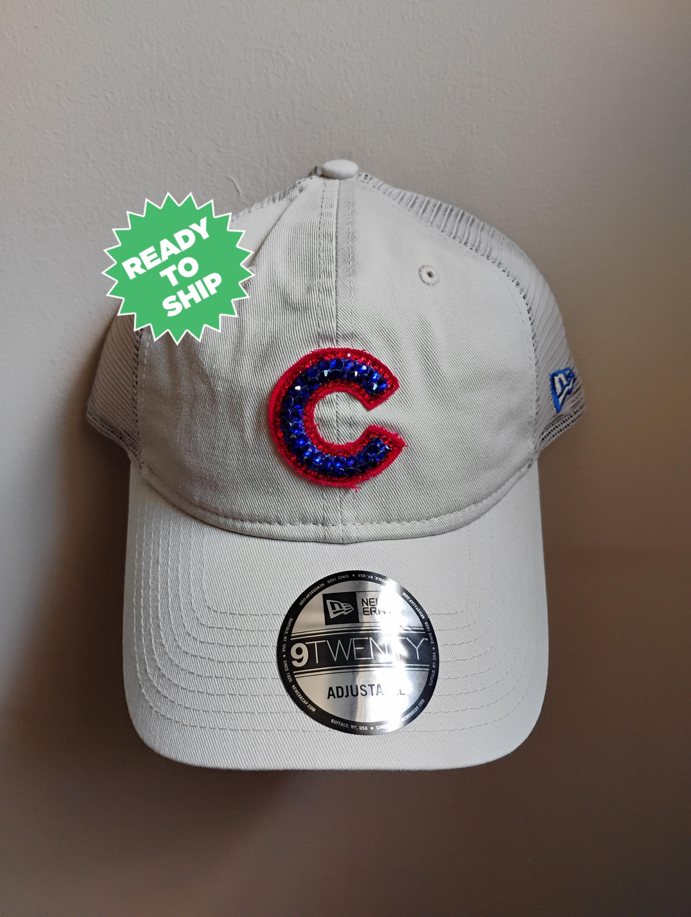 Bling Crystal Chicago Cubs Stone Trucker Adjustable Hat  display picture 1