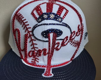Bling Crystal New York Yankees Oversized Logo Flat Bill