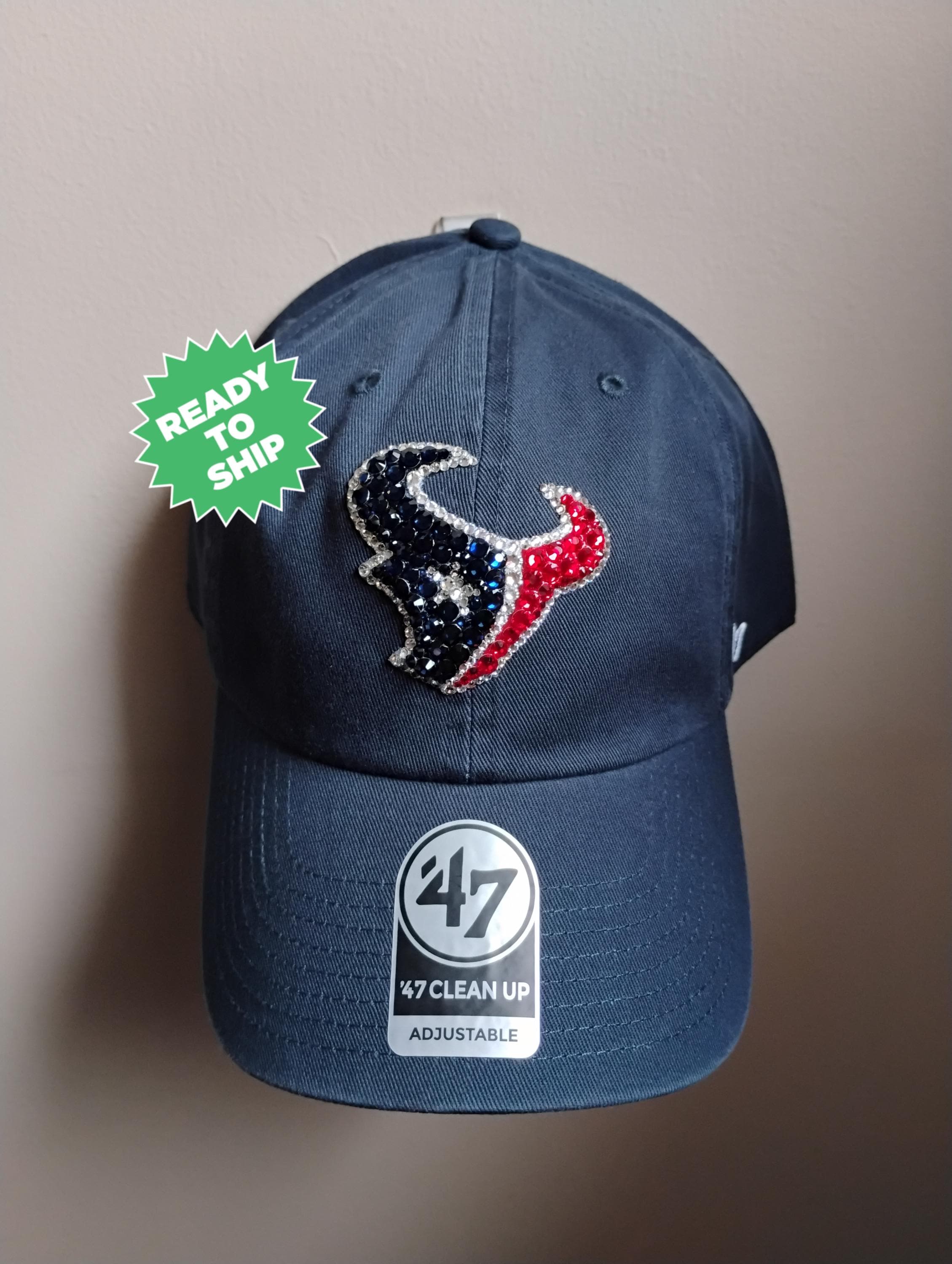 Bling Crystal Houston Texans Navy Blue Adjustable Hat | NFL 