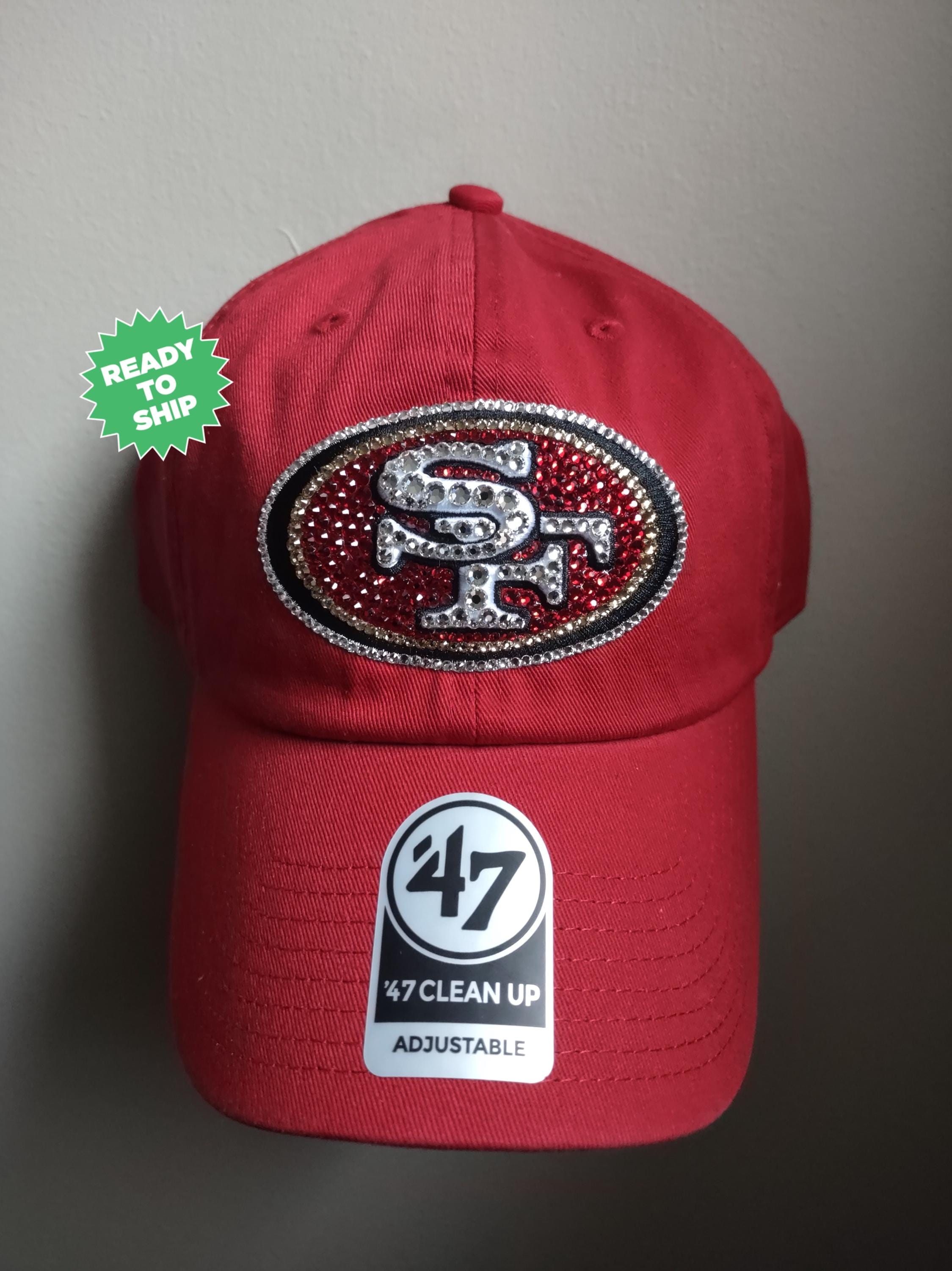 San Francisco 49ers Red Visor Cap‎ design with Logo and rhinestones 49ers Rhinestone Cap - Etsy main image 2