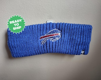 CLEARANCE Bling Crystal Buffalo Bills Winter Headband | NFL Bling Hat | Ear Warmer Accented With Preciosa Maxima Crystals