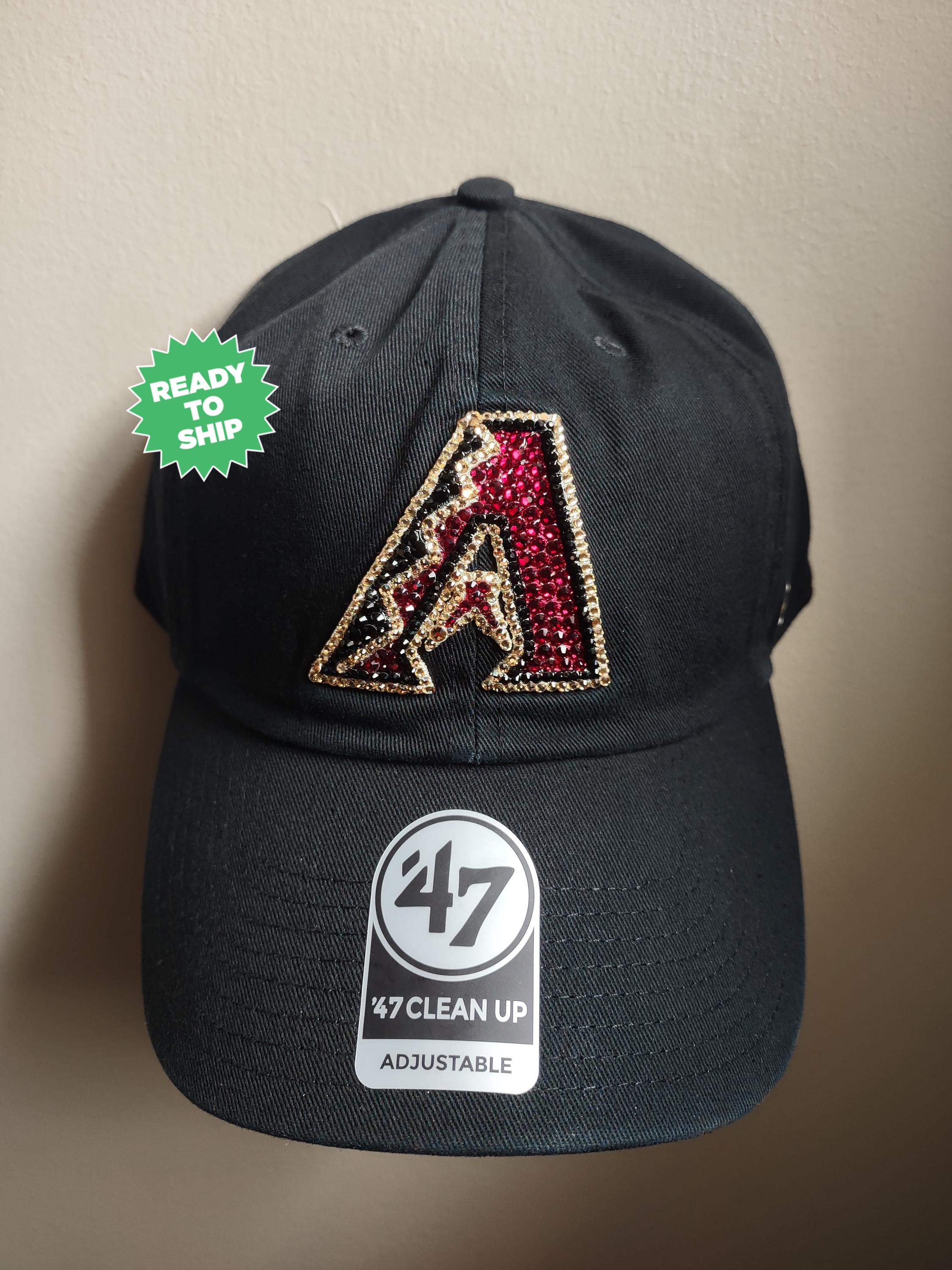 Bling Crystal Arizona Diamondbacks Black Adjustable Hat 