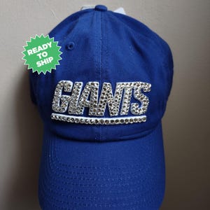 Bling Crystal New York Giants Script Royal Blue Adjustable Hat | NFL Bling Hat | Accented With Preciosa Maxima Crystals