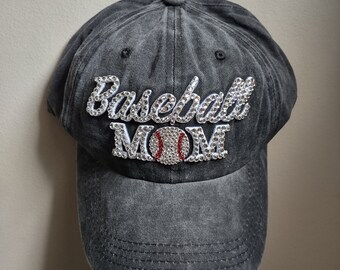 CLEARANCE Bling Crystal Baseball Mom Adjustable Sports Hat | Sports Bling Hat | Accented With Preciosa Maxima Crystals