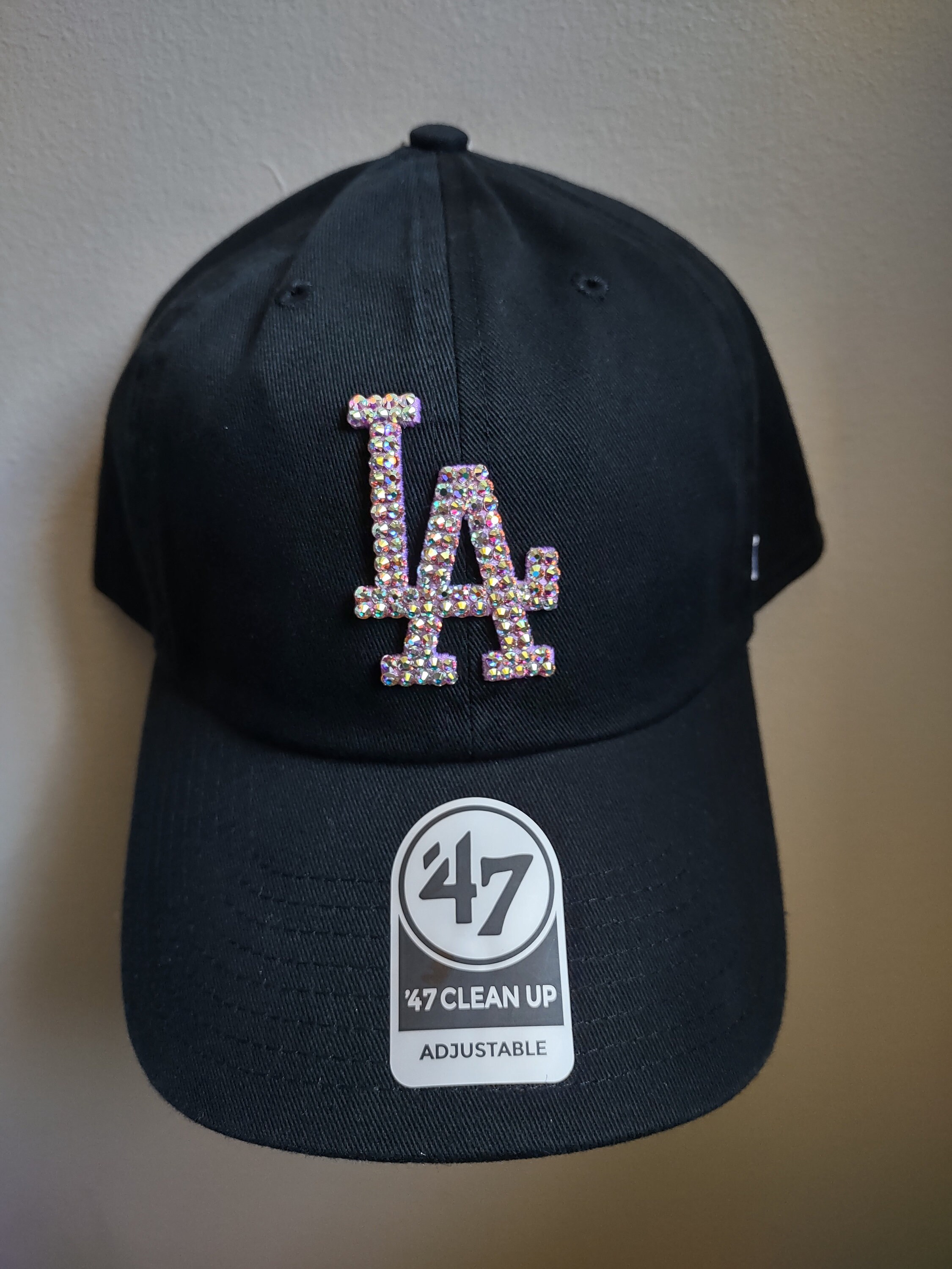 Bling Crystal LA Dodgers Black & Iridescent Pink Adjustable 