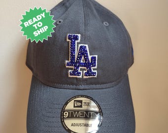 Embellished Navy Velvet LA Cap with Rhinestones La Rhinestone Baseball Cap - Etsy main image 4