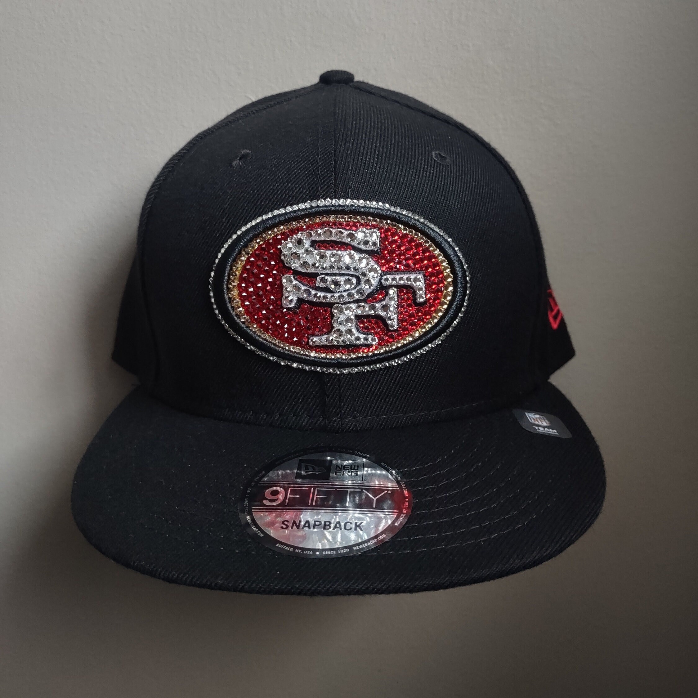 Bling Crystal San Francisco 49ers Black Adjustable Flat Bill  display picture 1
