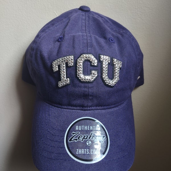 Bling Crystal TCU Horned Frogs Adjustable Vintage Purple Hat | NCAA Bling Hat | Accented With Preciosa Maxima Crystals