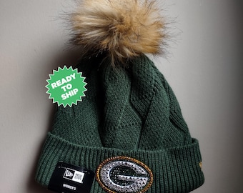 Blinged Green, Outlined Green Bay Packers Ladies Knit Hat  display picture 2