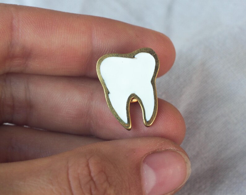 Tooth brooch Tooth pin White tooth Gift to the dentist Molar Etsy