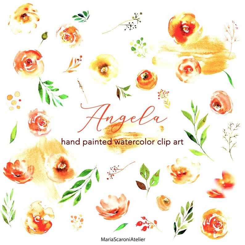 Clip Art Flower Graphics Watercolor Elements Pink Peach Flower Clipart Free Commercial Use Angela Summer Flower Png