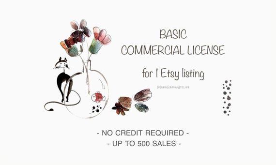Commercial License Clipart No Credit Required | Licenza Commerciale Senza Credito | Fino a 500 Vendite | Extended License Clipart Acquerello