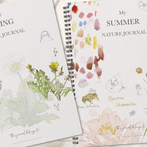 Printbare omslagen voor je dagboek met natuurthema voor de lente en zomer, botanische aquarelomslagen voor je agenda/planner, PDF A4 US Letter, originele kunst, geen AI