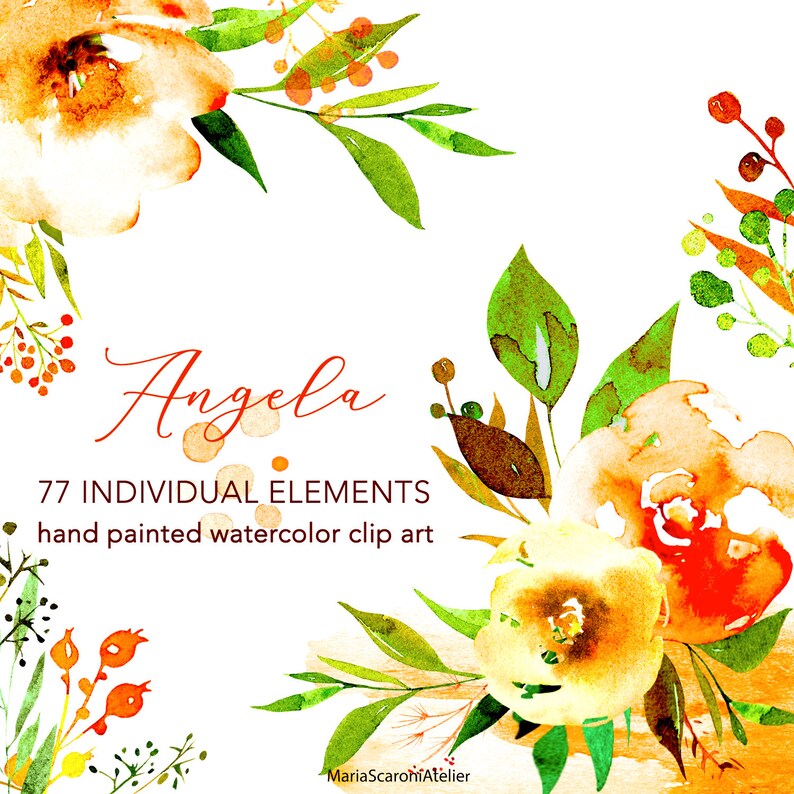 Clip Art Flower Graphics Watercolor Elements Pink Peach Flower Clipart Free Commercial Use Angela Summer Flower Png