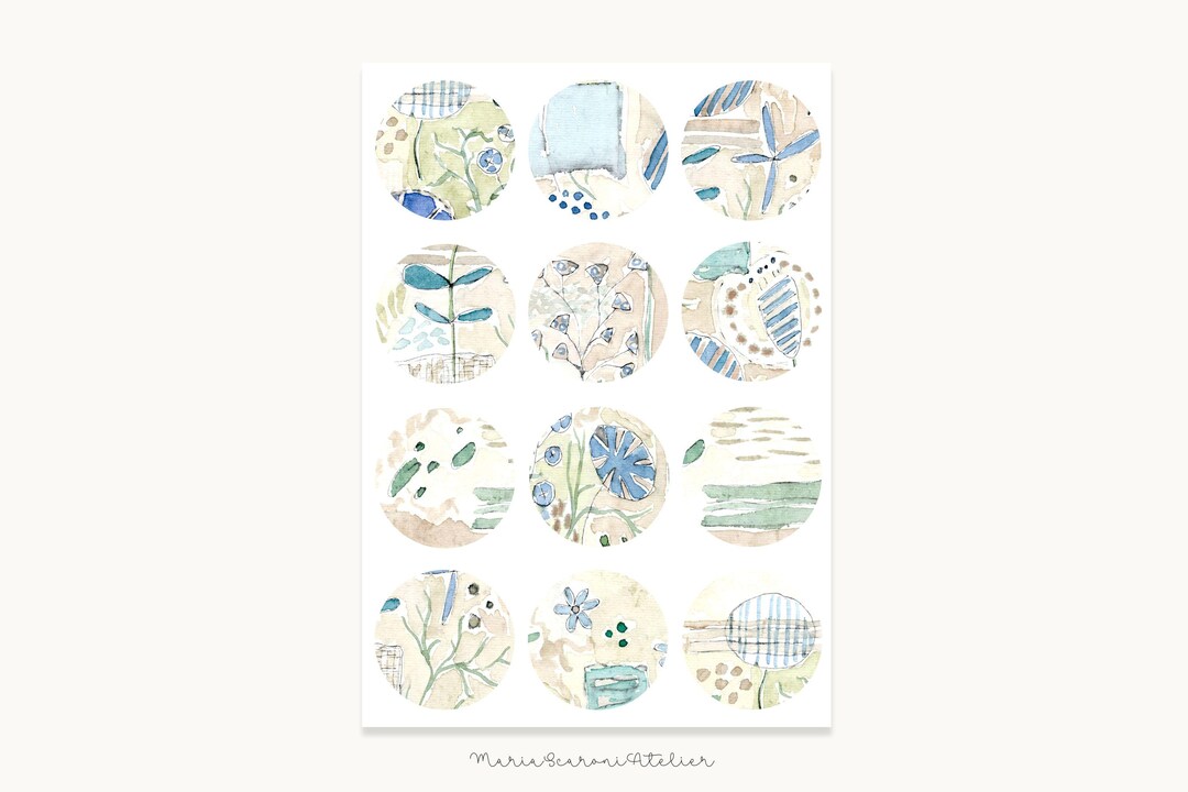 Printable Round Stickers A4 12 Circles per Sheet | Digital Stickers to ...