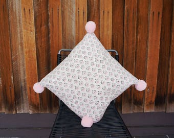 Cushion - 45cm sq Decorative Throw Pillow // White Pink Flower