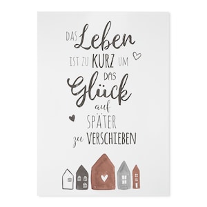 Interluxe Holzschild Schild Wandtafel 28x20cm - Das Leben ist zu kurz Glück - Schild mit Spruch Häuschen Dekoschild Familie Freunde Home
