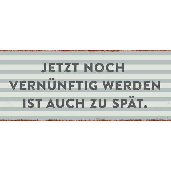 Interluxe Metallschild - Jetzt noch vernünftig zu werden - Freunde Geschenkidee Party Humor witziger Spruch Mitbringsel zum Geburtstag