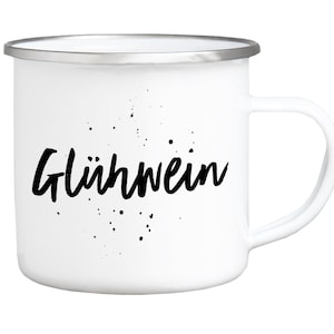 Interluxe Emaille Becher - Glühwein - Geschenkidee Adventszeit Weihnachten Tasse Weihnachtsmarkt
