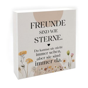 Interluxe Holzblock Freunde sind wie Sterne Freundschaft - Dekobild Holzaufsteller Familie Freunde Geschenk Liebe Hochzeit japandi