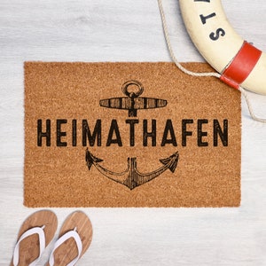 Interluxe coconut doormat - Home port anchor large - maritime sea home 40 x 60 cm or 50 x 70 cm - Made in Germany