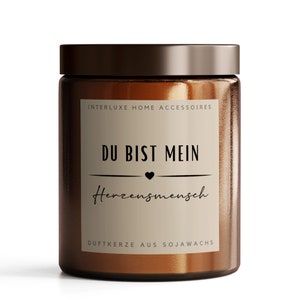 Interluxe High-quality scented candle with saying You are my heart&#39;s man 150 grams in a glass candle with fragrance gift idea friends family