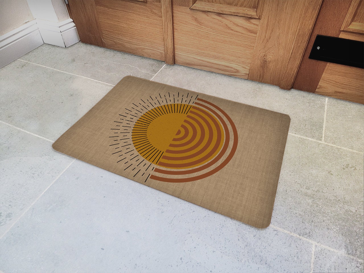 Interluxe Kokos-Fußmatte - Lineart Geo Art - dekorative Türmatte für