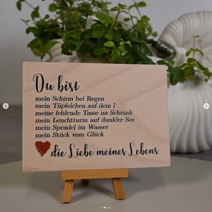 Interluxe Postkarte aus Holz - Du bist mein Schirm - Geschenk Valentinstag Liebe Hochzeit