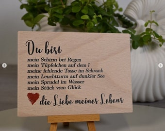 Interluxe Postkarte aus Holz - Du bist mein Schirm - Geschenk Valentinstag Liebe Hochzeit