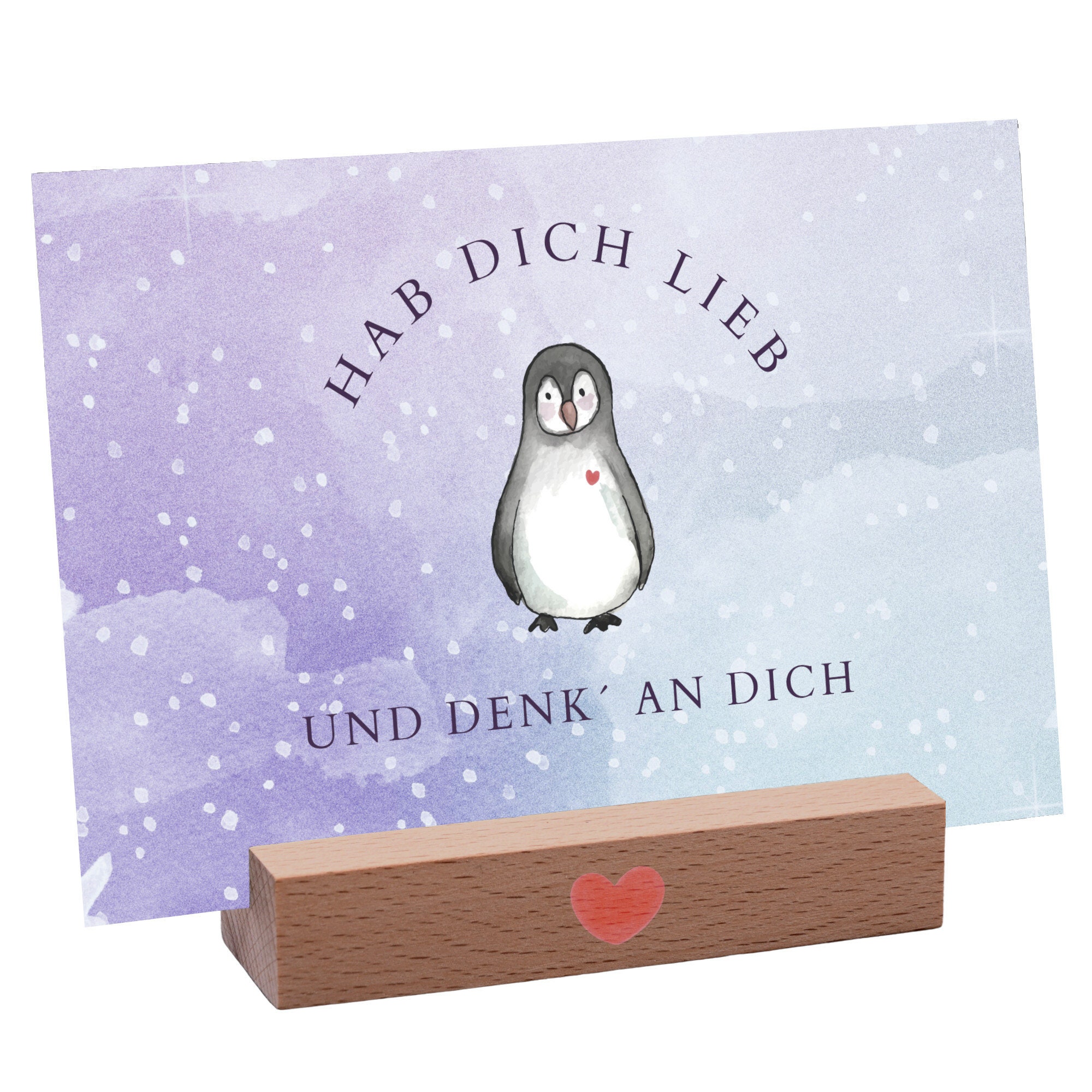 Grußkarte mit Pinguin Meg Luftballon Liebe von liliesberlin