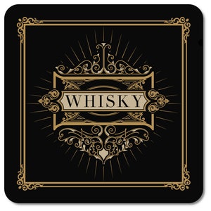 Interluxe LED Untersetzer Black Whisky A leuchtender Untersetzer für  Whiskygläser als Bardeko oder Geschenk für Whiskytrinker - .de