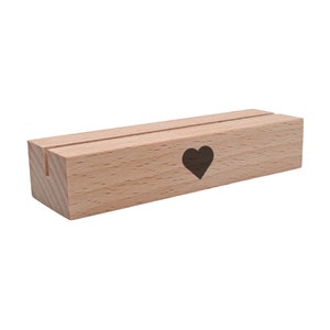 Kartenhalter aus Holz - Herz schwarz - Kartenaufsteller Halter Aufsteller für Foto Karte Bild als Geschenkidee Mitbringsel Freunde Familie