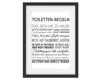Interluxe Kunstdruck Toilettenregeln Badezimmer Wandgestaltung schwarz weiß  Gäste WC Bad -  Österreich
