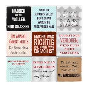Magnetset 9 Motive Motivation Machen Affirmation Kühlschrankmagnet Küche Deko Sprüche glücklich sein Familie Freunde Homeoffice Office Büro