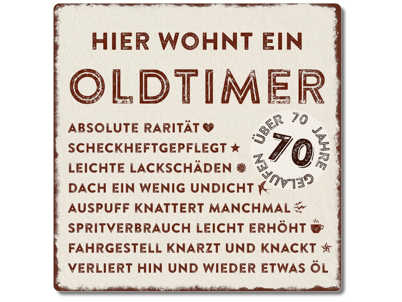 Metallschild 20x20cm Hier wohnt ein Oldtimer 70 wahlweise Etsy.de