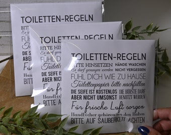 3er Pack Duftsäckchen frisch abgefüllt - Toilettenregeln - viele Düfte zur Auswahl für Bad Badezimmer Toilette WC
