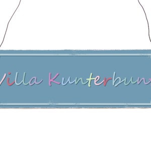 Interluxe wooden sign Villa Kunterbunt welcome guests visit housewarming gift gift idea decoration for friends siblings family