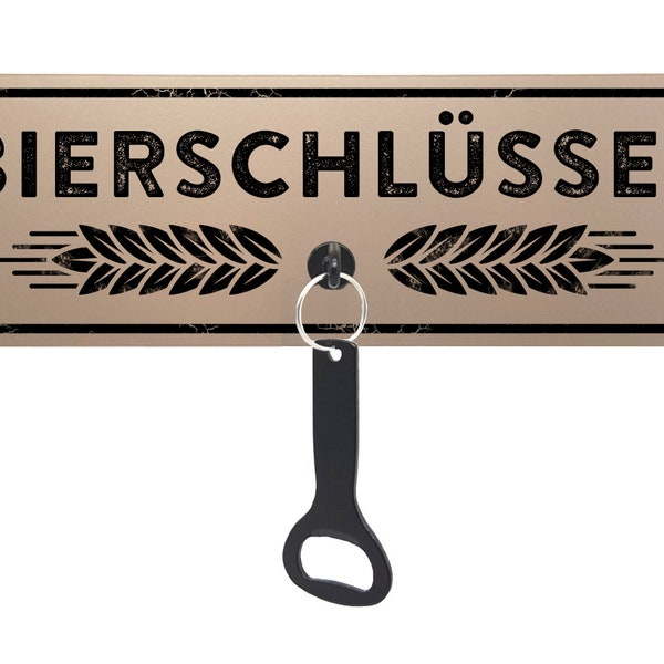 Metal sign with bottle opener - beer key - weatherproof tin sign for barbecue corner beer garden kitchen workshop garage sports field