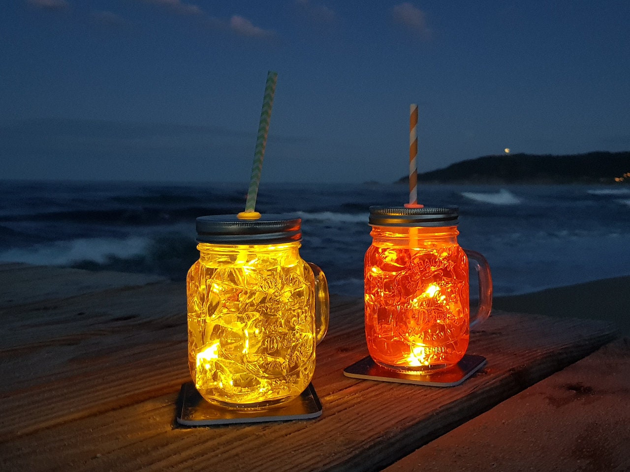 INTERLUXE leuchtende LED Untersetzer Hexagon 4er Set Das Leben ist schön  Glasuntersetzer für Getränke und Gläser Affirmation Vorsätze - .de