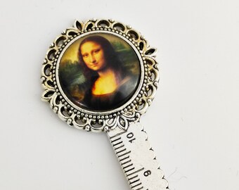 Mona Lisa ruler bookmark. Mona Lisa. Leonardo DeVinci. Glass cabochon. Gift idea. Christmas. Birthday. Party.