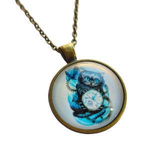 Alice in Wonderland Necklace Cabochon Bronze Retro Vintage Cat Rabbit Watch Different Models